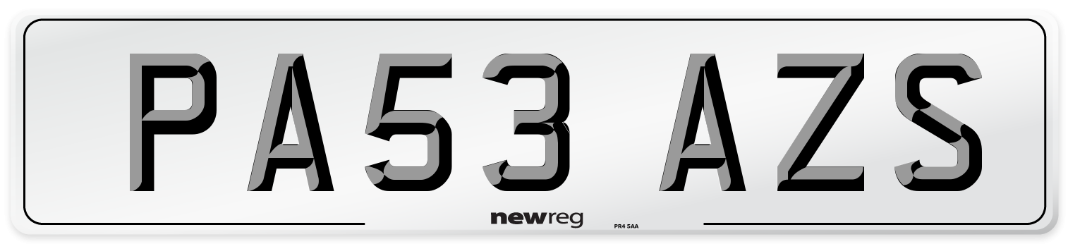PA53 AZS Number Plate from New Reg